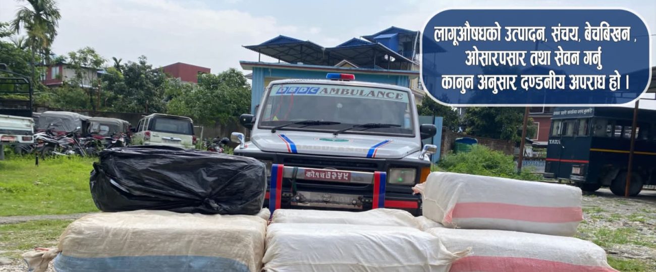 एम्बुलेन्समा करीब साढे चार सय किलो गाँजा फेला, चालक फरार